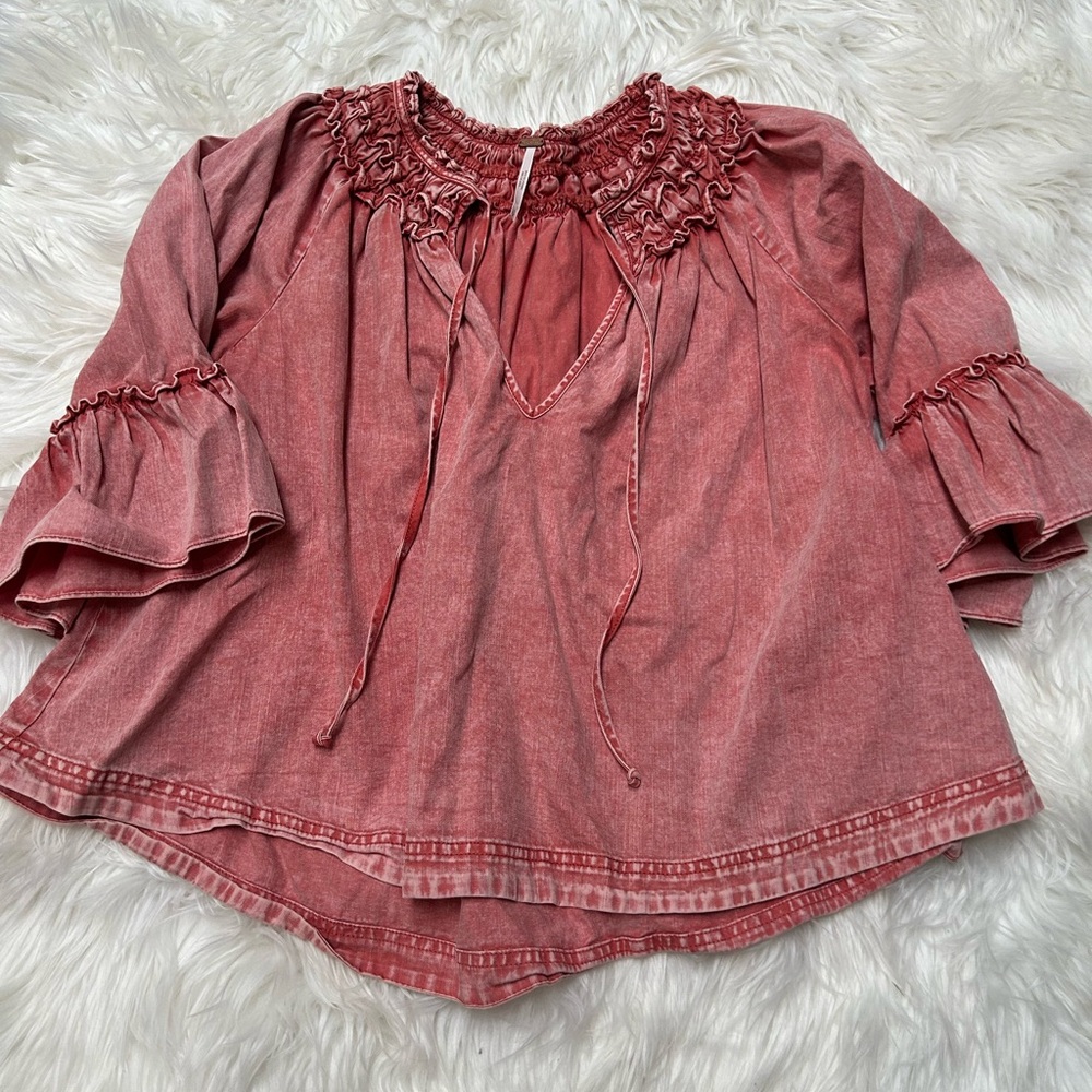 Free People Dusty Rose Ruffled Tunic